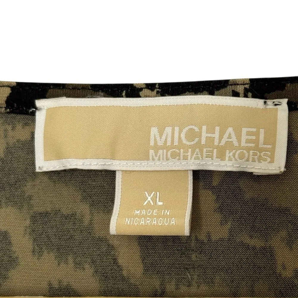 Michael Michael Kors XL Animal Print Polyester/Span Sleeveless Draped Neck Top